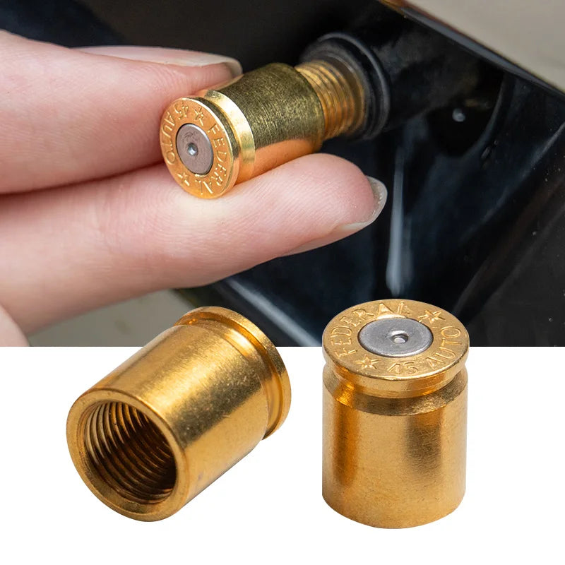 Brass tire valve stem cover, 4-piece/2-piece set, universal valve stem cover for automotive, truck, motorcycle tires