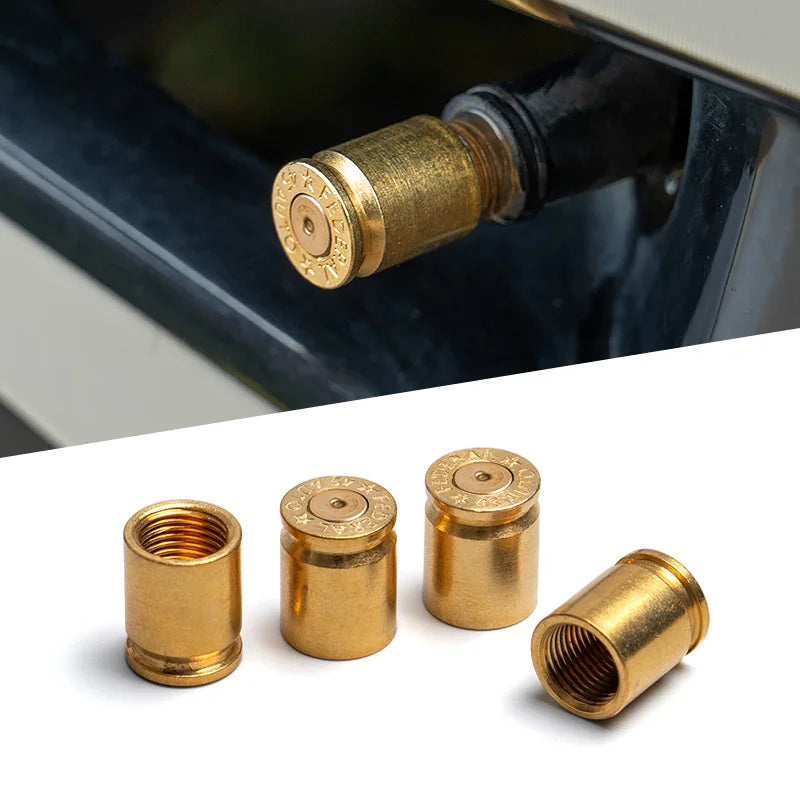 Brass tire valve stem cover, 4-piece/2-piece set, universal valve stem cover for automotive, truck, motorcycle tires