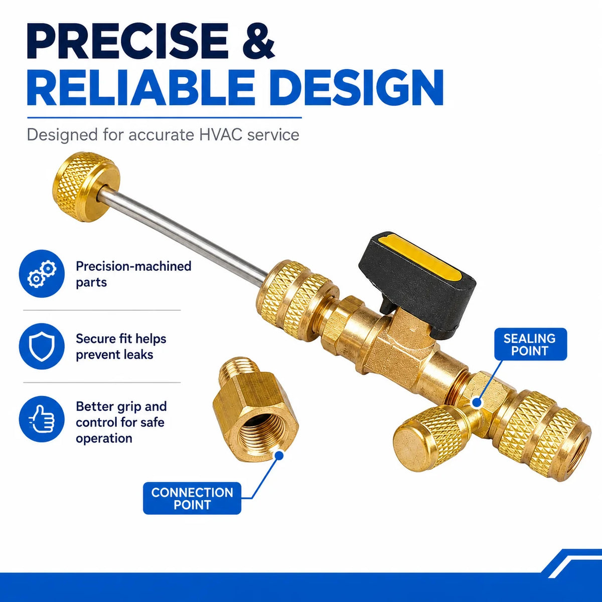 Dual Size 1/4" & 5/16" Port Valve Core Remover Installer Kit Tool with 10PCS 5v1 Valve Cores and Double Head for Refrigerant